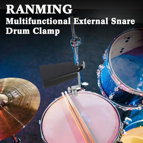 RANMING Snare Drum Hoop Clamp Multifunctional External Snare Drum Clamp Ajustable Drums Set Mountiing Clamps Drums Hoops Mounting Bracket for Cowbell, Jam Block, Tambourine, Splash Cymbal Silver - Thumbnail 7