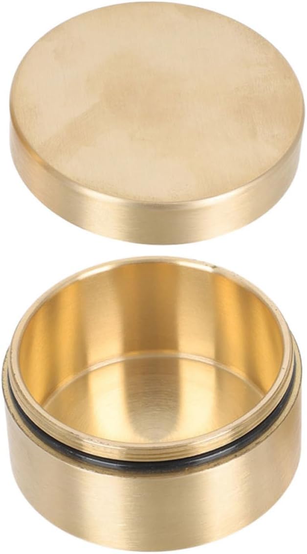 MAGICLULU Copper Sealed Storage Box with Multi-functional Design round Shape, Waterproof and Dustproof Brass Jewelry Holder for Outdoor Activities and Travel