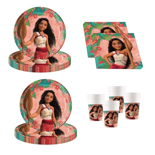 Procos - Set de fête Moana en plusieurs pièces pour anniversaire d'enfant ou fête à thème,...