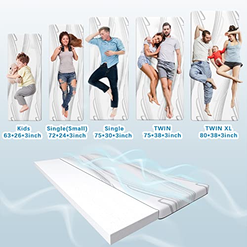 Kingchii Upgrade 3" Thick 51D Support Full Memory Foam Camping Mattress, Ice Silk Knitted Fabric Cover, Certipur-Us Portable Roll Up For Travel Sleeping Pad Cot Mattress Guest Bed With Travel Bag #TOP5