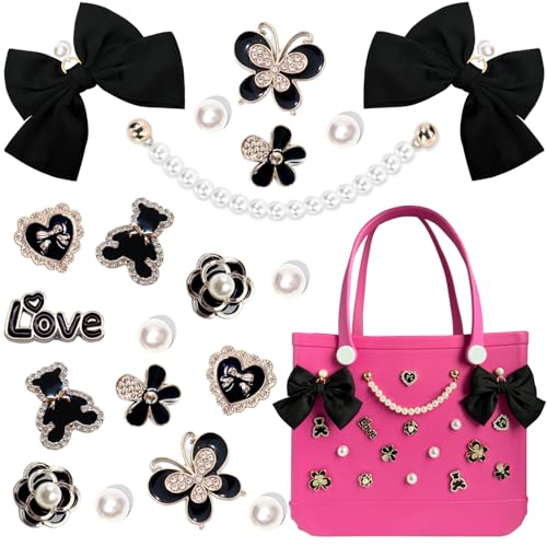 Image of Charms for Bogg Bag,Pearls,Butterfly Flowers and Chain for Bogg Bag Accessories Charms(20 pcs)