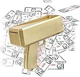 Money Gun Shooter with Prop Money, Make it Rain Prop Gun Money Machine with 200pcs 100 Dollar Bills Prop Toy Moneys Spray Cash Gun for Game Movies Party Supplies (Gold)