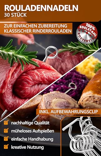 4smile Rouladennadeln - 30er Set, Edelstahl – Ansicht 2