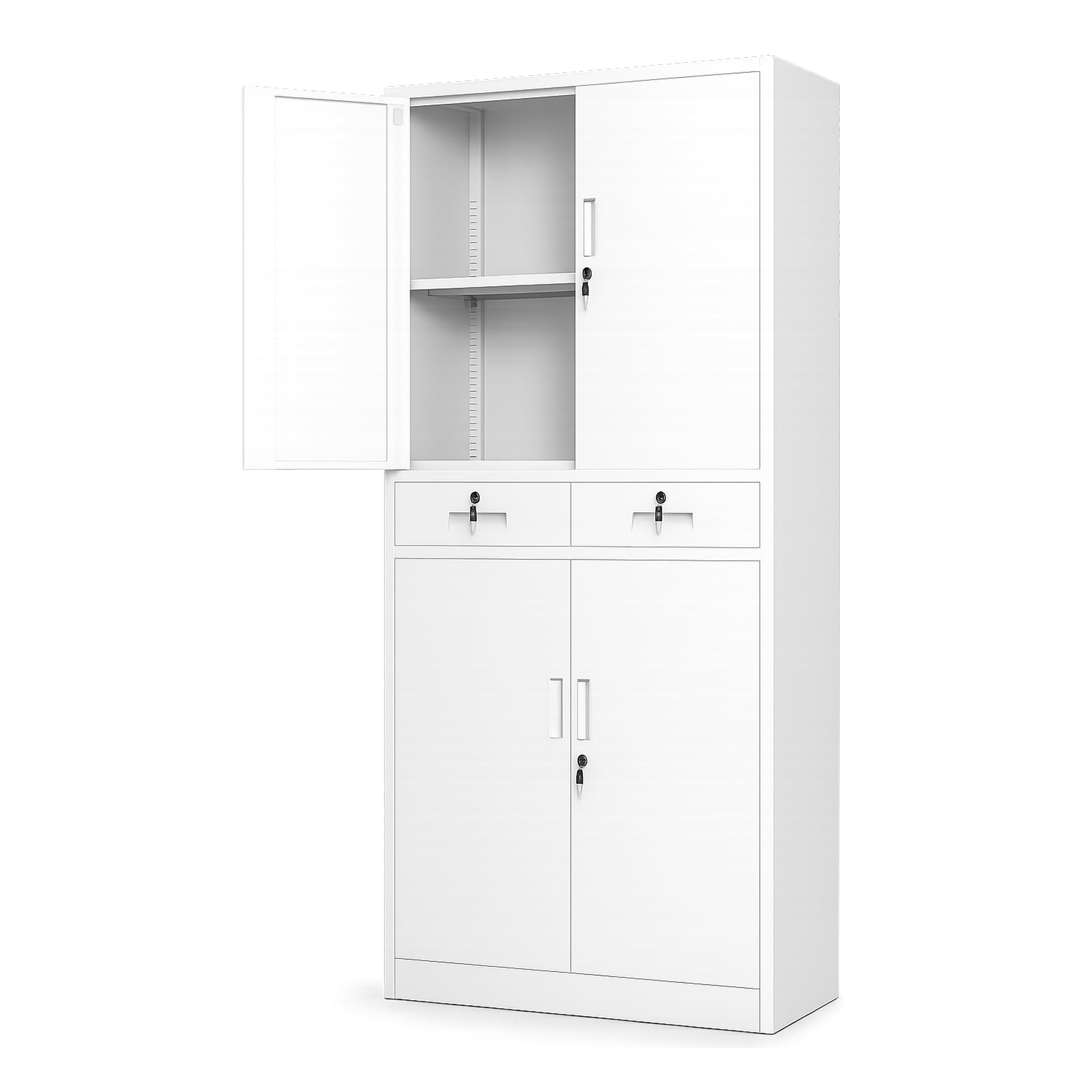 Szafka na dokumenty zamykana na klucz [185 x 90 x 40 cm] – metalowa szafka z szufladami, drzwiami i regulowanymi półkami – uniwersalna szafka do biura, biura domowego i garażu (szara)