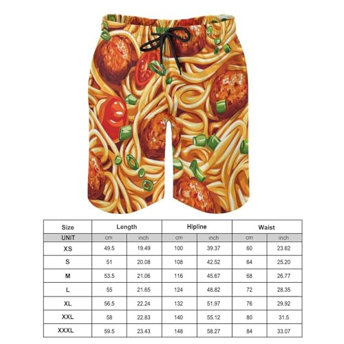 Italian Spaghetti Food Print Pasta Men's Swim Trunks Quick Dry Board Shorts Hawaiian Beach Shorts With Pocket2