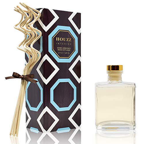 HOUZZ Interior Scented Sticks Reed Diffuser Oil Egyptian Cotton Scented Sticks Gift Set| Fresh Laundry & Linen Scent | Clean & Cool with Notes of Soft Musks, Powdery Ozone & White Woods | USA Made