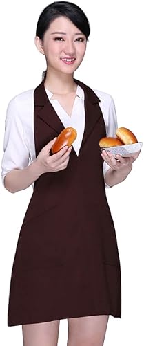 YUPPIE TONE Bib Apron Fashion Adjustable, Ladies Suit Collar Work Clothes with Two Pockets