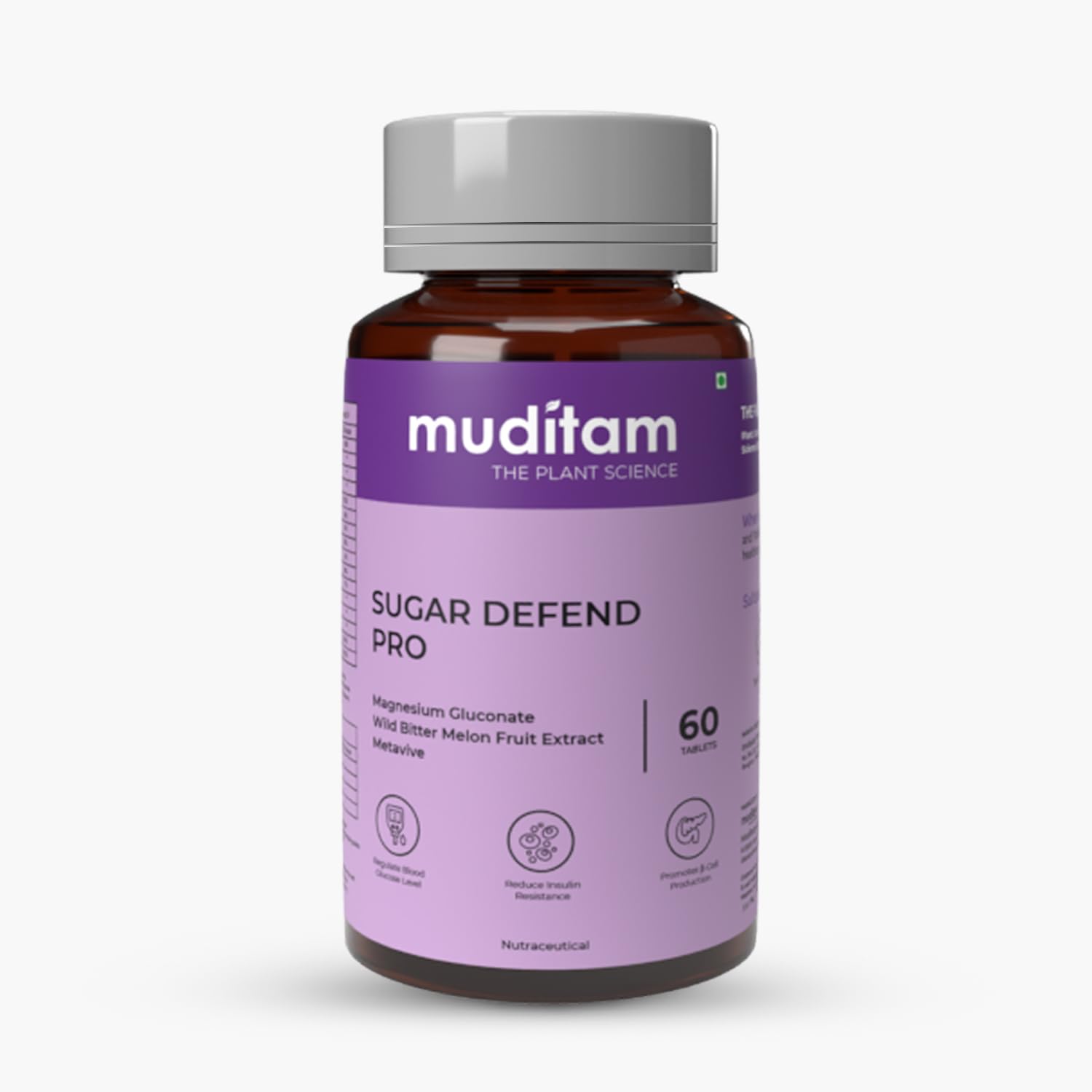 Muditam Ayurveda Sugar Defend Pro – 60 Tablets | Ideal for 30 Days | Sugar-Free Tablets for Weight Management & B-Cell Regeneration | Helps Manage Blood Sugar Levels | Vegan Friendly | Pack of 1