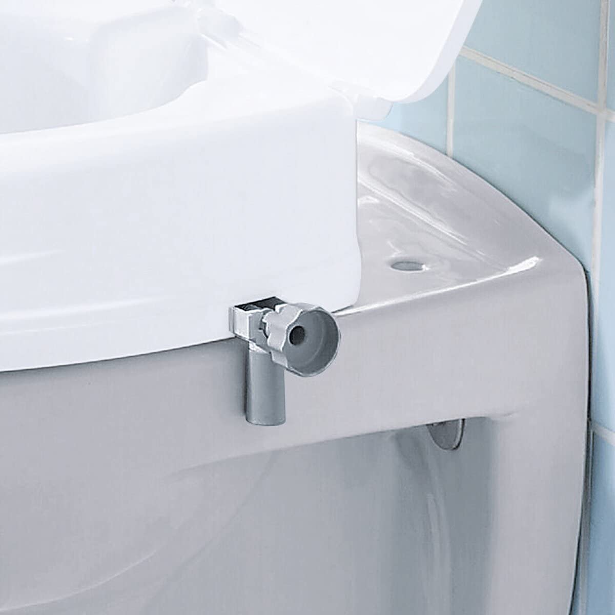 Sitzerhöhung mit Deckel, Toilettenaufsatz mit Intimausschnitt, Toilettensitzerhöhung WC-Aufsatz, 10 cm hoch