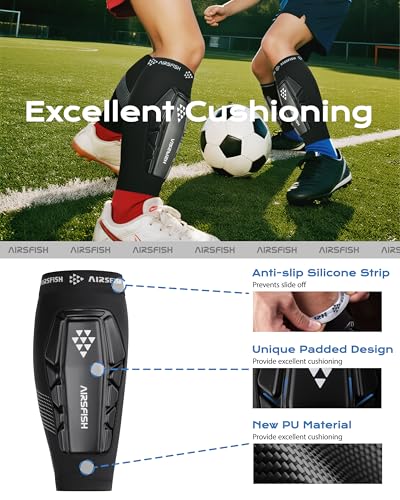 Soccer Shin Guards Kids Youth, Shin Protector for Boys Girls Men Women, Shin Pads Defender, Lightweight Calf Protective Gear, Breathable Canilleras de Futbol para Niños