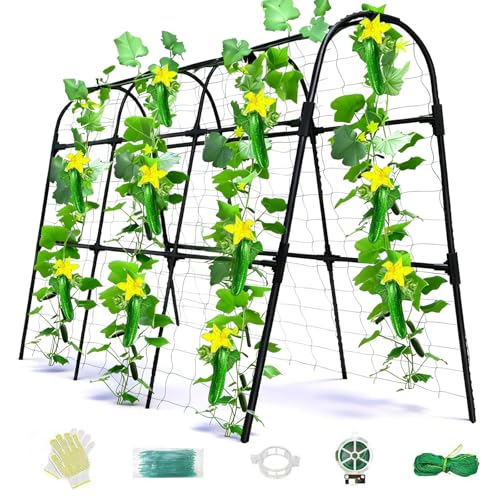 Laodier Cucumber Trellis for Raised Bed, U-Shape Garden Arch Metal