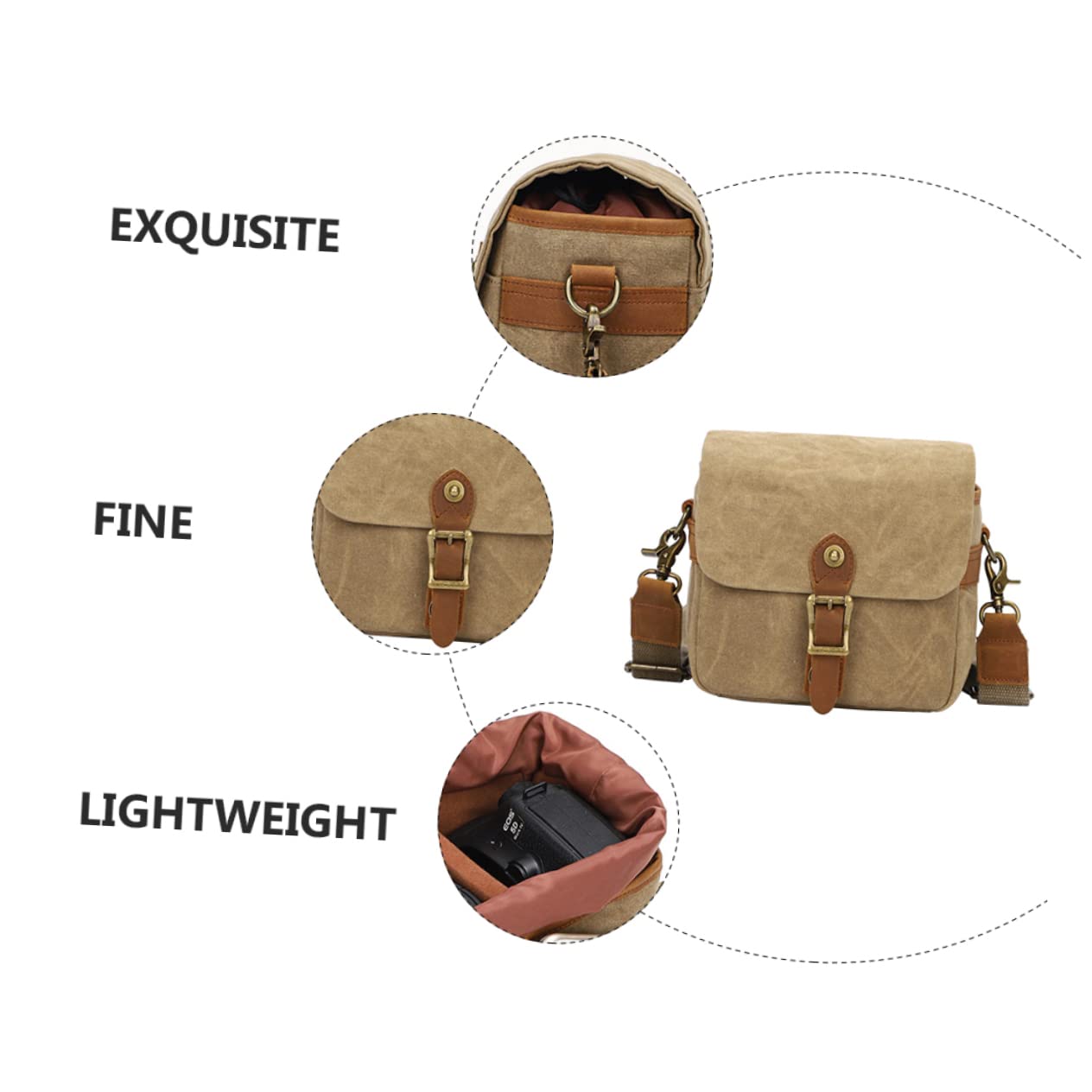 Angoily Borsa Tracolla per Macchina Fotografica in Canvas, Portatile, Tracolla Regolabile e Anti-vibrazione, per Trasporto Quotidiano