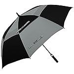 G4Free 62 Inch Automatic Open Golf Umbrella Extra Large Oversize Double Canopy Vented Windproof Waterproof Stick Umbrellas(Black/Grey)