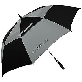 G4Free 62 Inch Automatic Open Golf Umbrella Extra Large Oversize Double Canopy Vented Windproof Waterproof Stick Umbrellas(Black/Grey)
