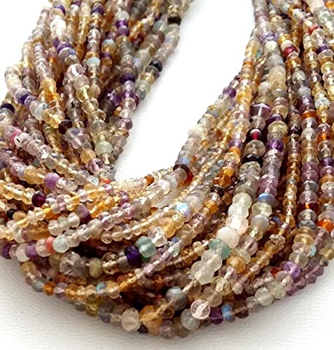 Faceted beads multi gemstone en fil de rondelles de 3 mm pour création de bijoux