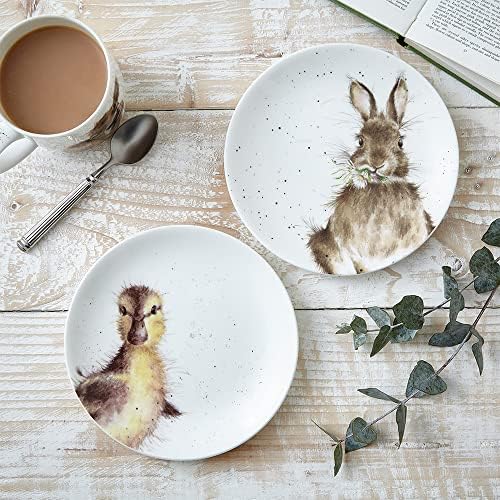Portmeirion Home & Gifts Wrendale Coupe Plates Set of 2 (Bunny & Duckling), Multicolour (WND3994-XW)