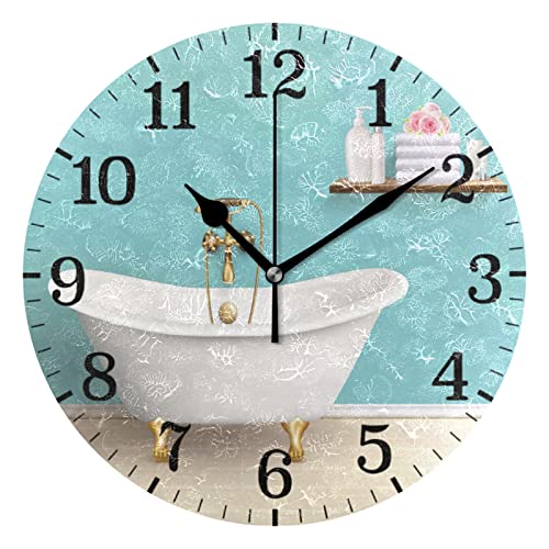 Chifigno Blue Bathroom Bathtub Wall Clock Creative Bedroom Bathroom Desk Clocks For The Living Room Kitchen Bedroom And Patio Light #TOP2