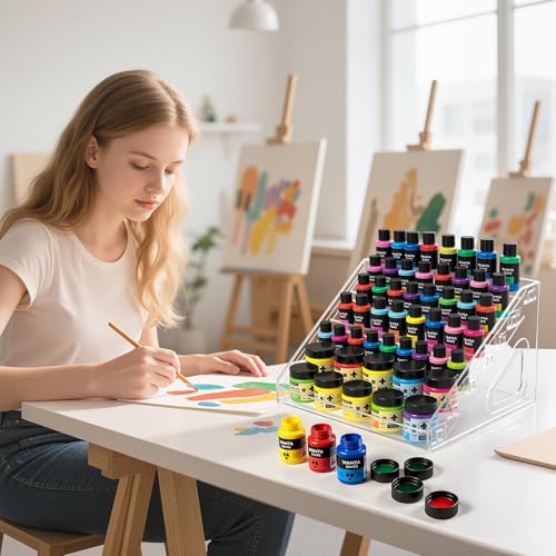 Image of Acrylic Paint Organizer(7 Tier),Organizers and Storage Paint Bottle Organizer Nail Polish Holde,Craft Holder Rack for Alcohol Inks and Food Coloring (Clear)