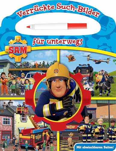 Feuerwehrmann Sam - Verrückte Such-Bilder für unterwegs - Wimmelbuch - Pappbilderbuch mit Stift und abwischbaren Seiten ab 3 Jahren