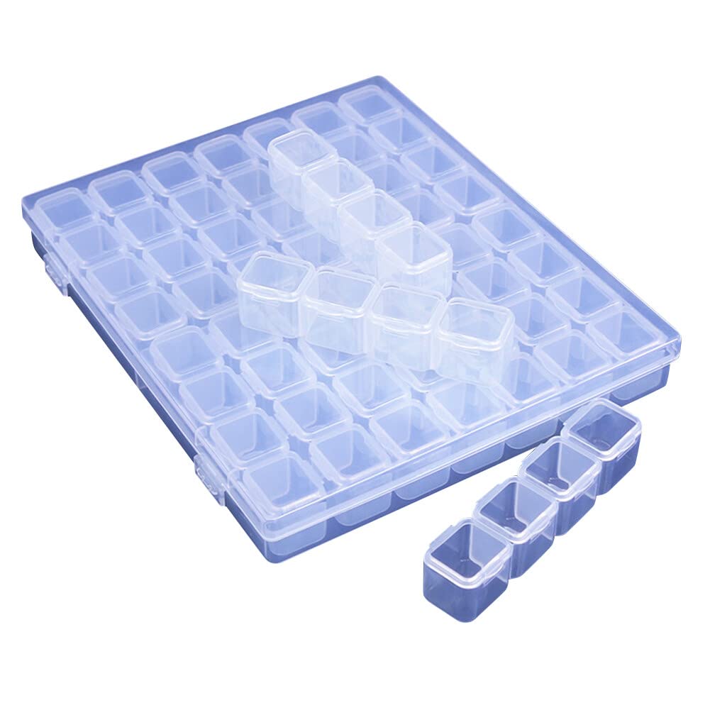 HUPYOMLER Confezione da 32 contenitori in plastica trasparente per perline con coperchio incernierato per piccoli oggetti, diamanti, perline (5,6 x 5,6 x 2,2 cm