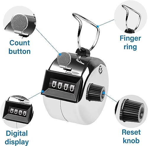 Image of Tally Counter 4-Digit Metal Manual Mechanical Handheld Pitch Click Counter 4-Digit Lap Counter Clicker, Hand Tally Counter for Cricket Score, Mantra Jaap,Event Managements,Lap,Fishing Etc