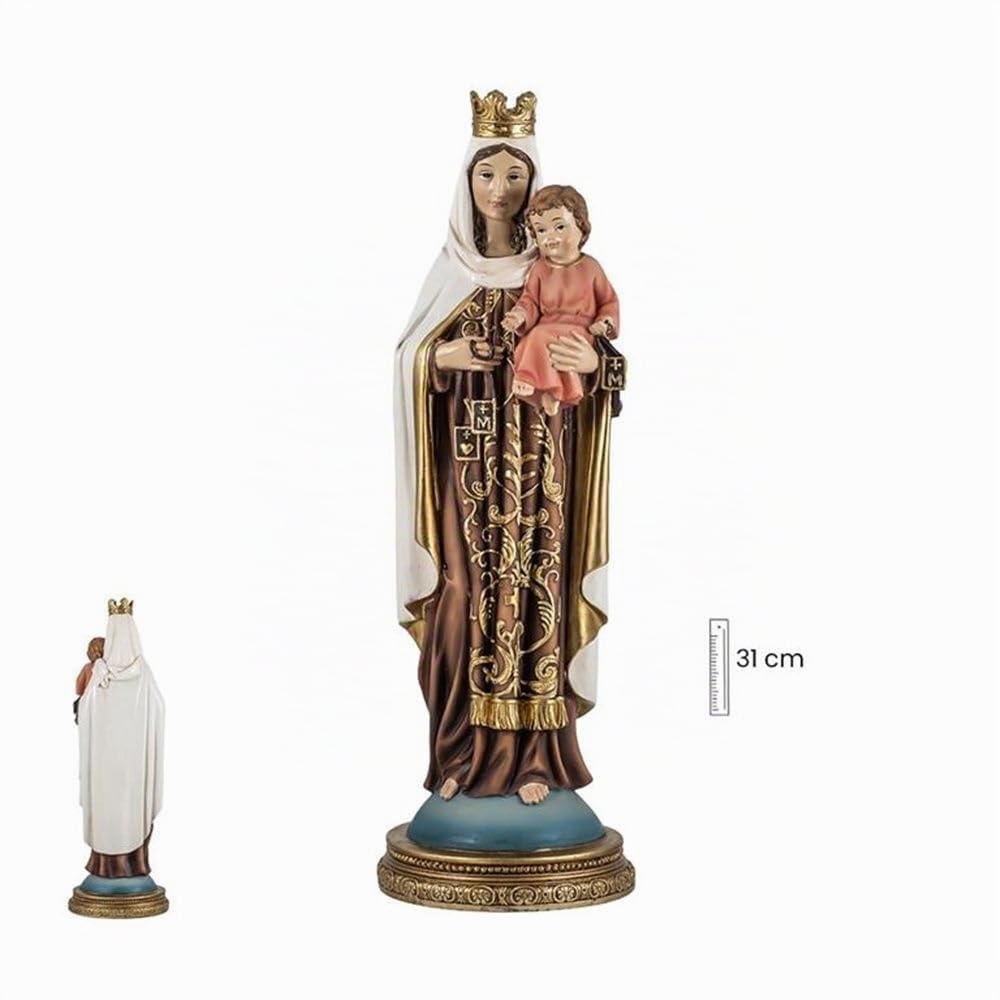 Virgen del Carmen Figura Religiosa 30 cm. patrona de los Marineros Imagen Resina peana