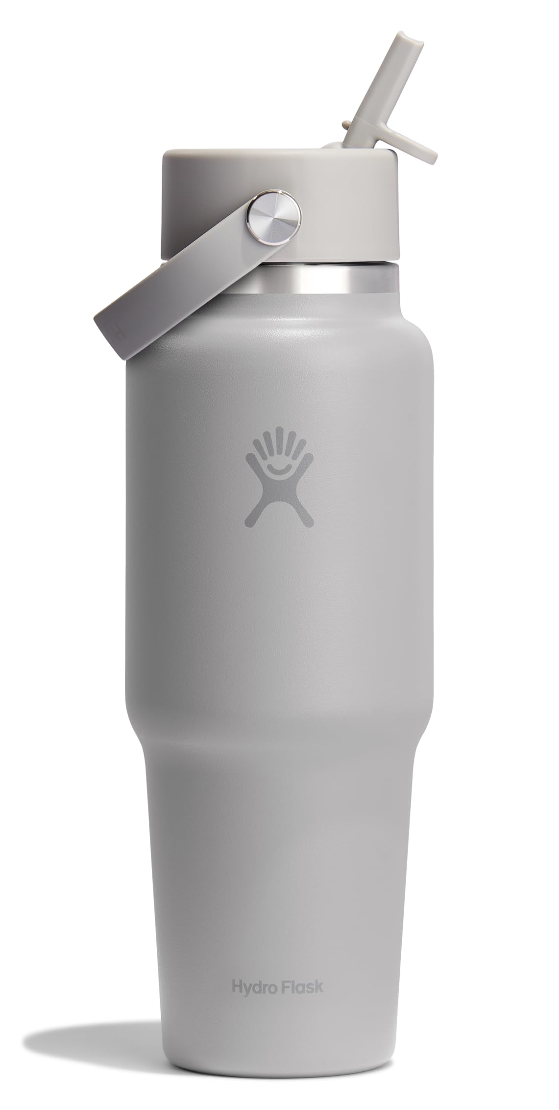 Hydro Flask Travel Water Bottle - Insulated Stainless Steel - Wide Straw Lid, Non Spill, Leakproof in 32 Oz Birch Gray