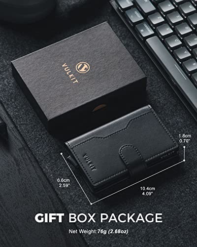 Image of VULKIT Slim Bifold Pop up Wallet Minimalist Leather Card Holder RFID Blocking Metal Card Case with ID Window for Women | with Leather Slots
