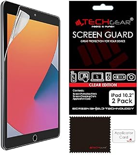 TECHGEAR 2 Pack Screen Protector for iPad 10.2" 2021/2020 / 2019, CLEAR Screen Protector Guard Covers Compatible with New Apple iPad 9th / 8th / 7th Generation 10.2" 2021/2020 / 2019