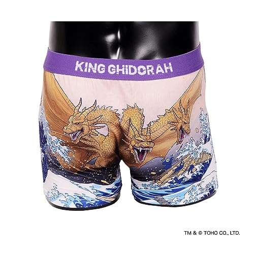 Godzilla KING GHIDORAH Boxer Briefs Thirty-six Views of Mt. Fuji Hokusai Purple3