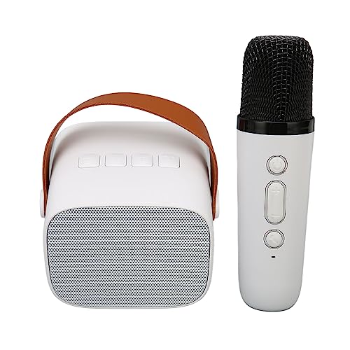 Macchina per Karaoke Portatile, Set di Microfoni con Altoparlante Stabile e Ricaricabile, Stereo HD a Lunga Distanza per Feste per Adulti (WHITE)