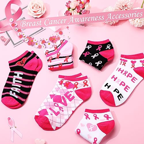 Panitay 24 Pairs Breast Cancer Awareness Socks for Women Pink Ribbon Ankle Socks Sport Short Socks Breast Soft Socks Breast Cancer Awareness Bulk Items Gifts for Sport Football Cheer Accessories4