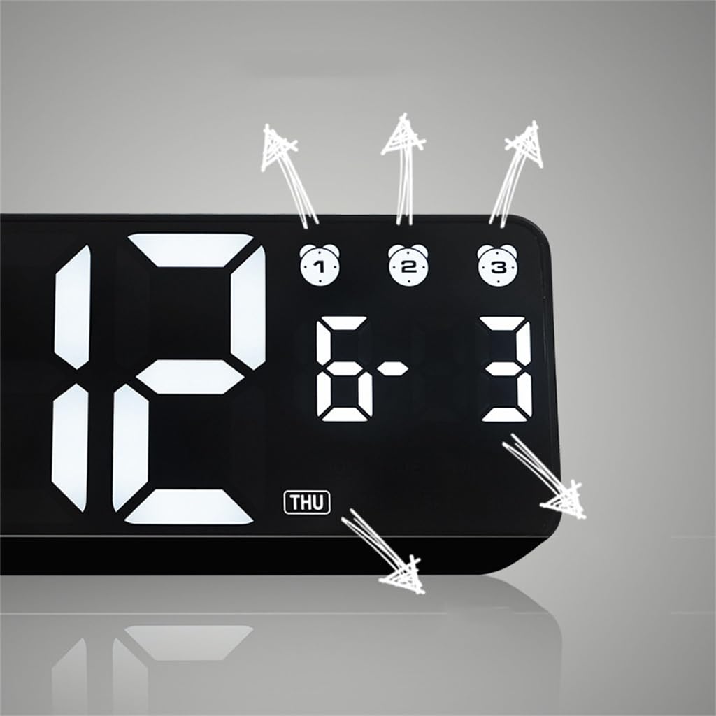 Reloj Digital con Pantalla Grande, Despertador Electrónico, De Pared Salón Luminoso
