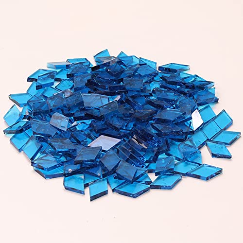 Mosaic Tiles For Crafts Assorted Color Glass Glitter Mosaic Supplies Pieces Bulk Square Rhombus 1X1 Cm, 245Pcs/200G (Transparent Blue) #TOP15