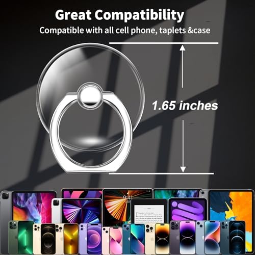 TACOMEGE Clear Cell Phone Grips Holder, Transparent Finger Ring Kickstand for Smartphone Tablet Case Accessories(Round)(1) — view 4
