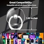 TACOMEGE Porte-phone transparent clair Poignées de bague, support de bague de doigt pour téléphones cellulaires Accessoires de tablette (Round-Clear)