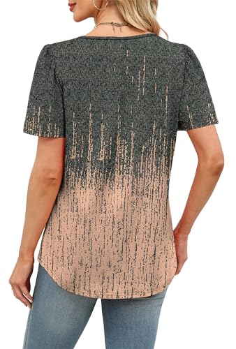 Image of Womens Tops Dressy Casual Blouses Short Sleeve Shirts Plus Size Fashion Clothing Spring Summer Outfits Button Pleated Front