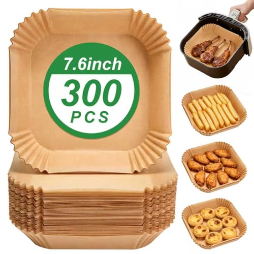 300 Stück Einweg-Backpapier-Schalen für Heißluftfritteuse, 20–24 cm, Antihaft – Öl-