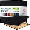 Ekkogo Acoustic Wall Panels 18-Pack, 12x12x0.4 Decorative Self-Adhesive Sound Proofing | High Density 3D Brick Soundproof Absorbing Tiles for Walls, Home, Office & Studio - Deep Black
