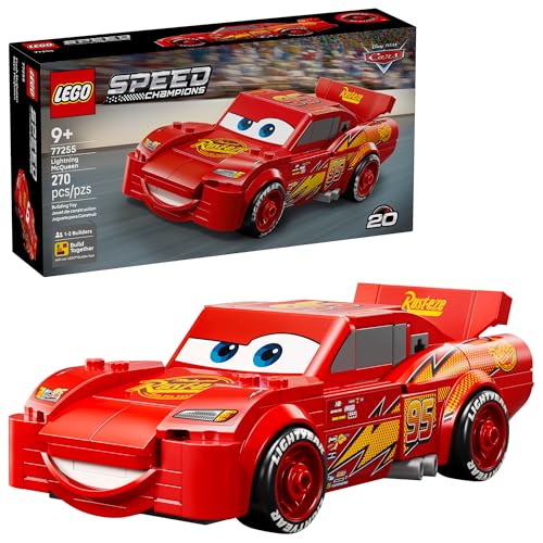 LEGO Speed Champions Lightning McQueen Toy - Disney Pixar Cars Building Blocks for Kids, Boys & Girls, Ages 9+ - Pretend Play Race Car & Bedroom Shelf Display - 77255