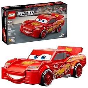 LEGO Speed Champions Lightning McQueen Toy – Disney Pixar Cars Building Blocks for Kids, Boys & Girls, Ages 9+ – Pretend Play Race Car & Bedroom Shelf Display – 77255
