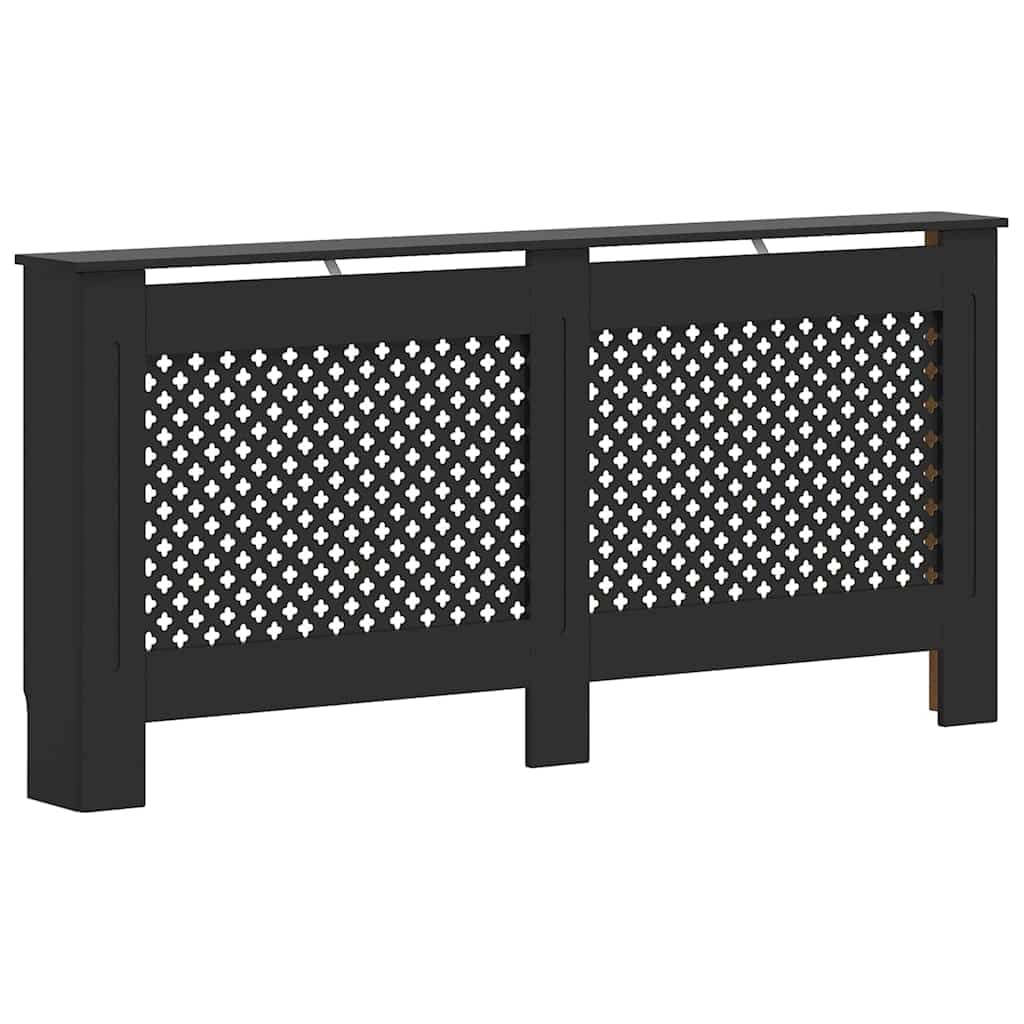 vidaXL Radiator Cover - Black MDF with Slatted Design, Shelf Space for Display, Home Decor Enhancement, Size 172x19x81 cm — image 1