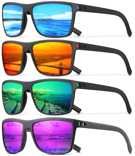 Image of Square Polarized Sunglasses for Men Vintage Style Driving Travel Sun Glasses Lightweight Frame UV Protection Eyewear