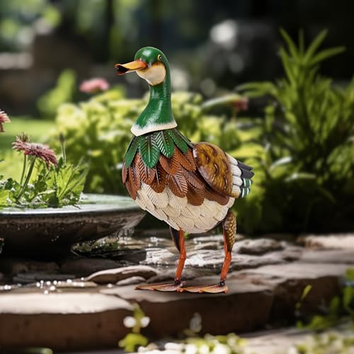 Teresa'S Collections Garden Decor For Outside, Metal Mallard Duck Decorations For Outdoor Decor, 16 Inch Duck Decoys Animal Outdoor Statues For Yard Patio Lawn Pool Porch Backyard thumb #7