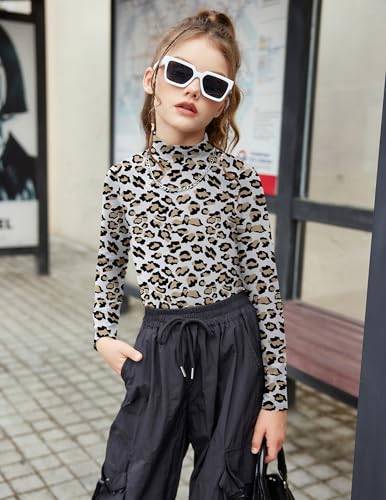 Image of Arshiner Girls Long Sleeve Mock Turtleneck Shirts Slim Fit Base Layer Top