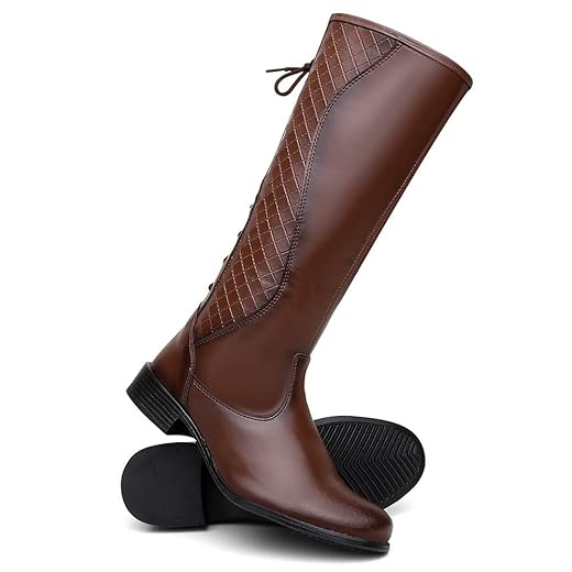 Bota Feminina Cano Longo Montaria Com Ajuste de Amarração