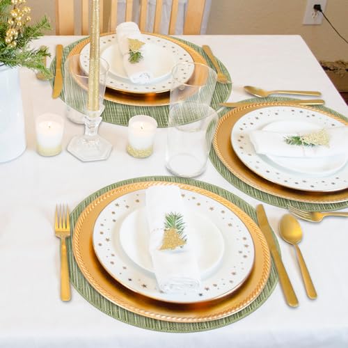 Niviy Round Placemats, Placemats Set of 4 Washable Place Mats, Green 15" by Niviy - Used condition - Image 6