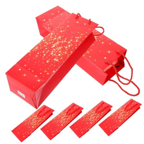 Gogogmee 6Pcs Paper Wine with Handles Durable Wine Bottle Bags for Christmas Parties Picnics and Celebrations Strong and Wear Resistant Design