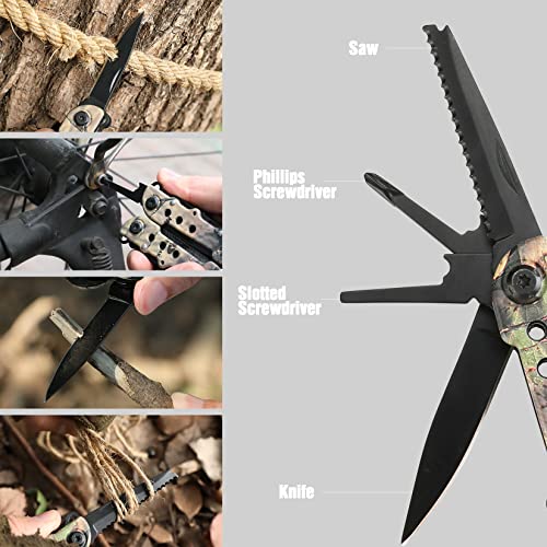 Mossy Oak Multi-Tool - 13 In 1 Multi Function Pliers - Folding Pocket Tool With Sheath, Camo - Portable Pocket Knife For Outdoors, Survival, Camping, Fishing, Hunting, Hiking #TOP4