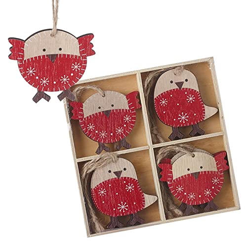 Heaven SendsWooden Winter Robin Christmas Tree Decorations